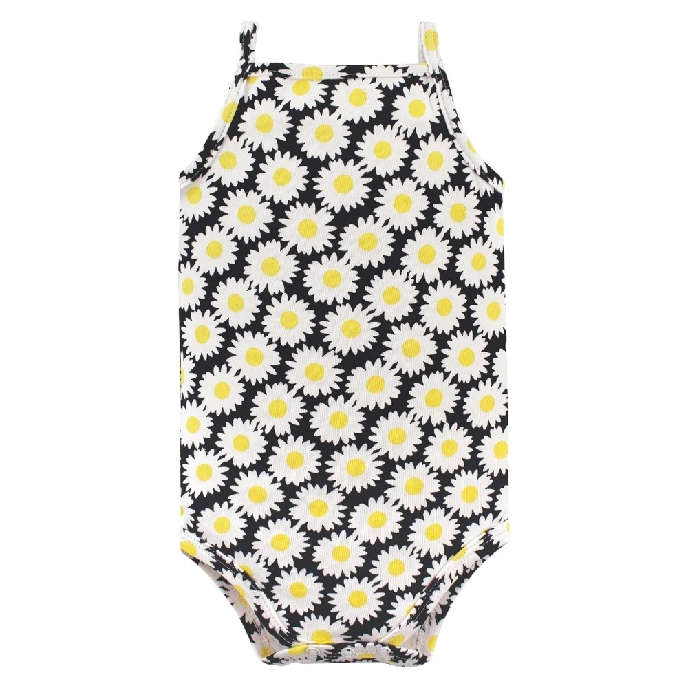 NWT Hudson Baby Navy and Yellow Daisy Bodysuit Set 100% Cotton 5pc 0-3M